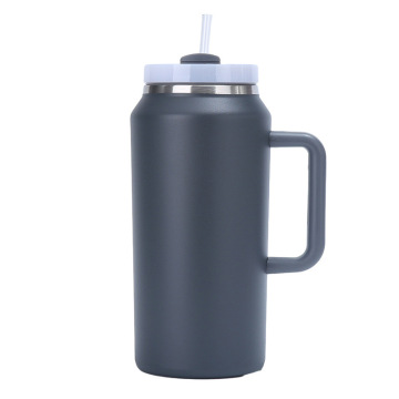 Laser Engraved 64oz Tumbler with Handle and Straw - Half Gallon Insulated Stainless Steel Leakproof Tumbler with Anti-slip