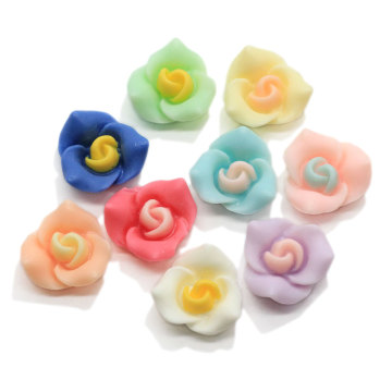 Hot Sale 14mm Flat Back Resin Flowers 3D Modeling DIY Stickers Baby Jewelry Parts