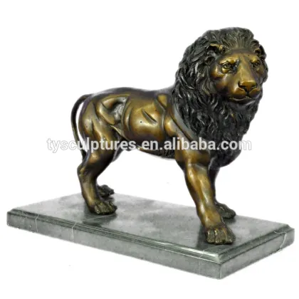 Life size walking brass lion statues
