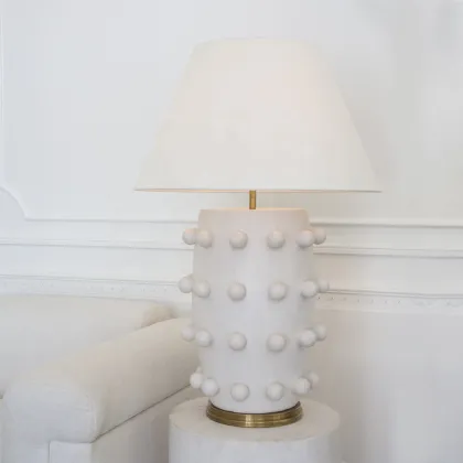 Modern Visual Comfort Linden Table Lamp: Decorative Spherical Silhouettes for Living Room and Bedroom