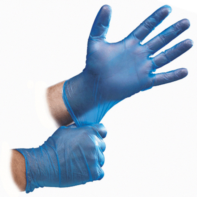 Blue Disposable Vinyl Kitchen Glove Lightly Powdered Medium