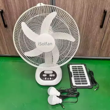 ISolfan 14 Inch Rechargeable Solar-Powered Home Table Fan with Power Bank