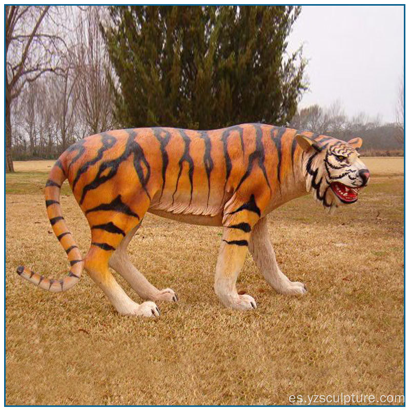 Tamaño de la vida Decoración del jardín Estatua del tigre de la fibra de vidrio