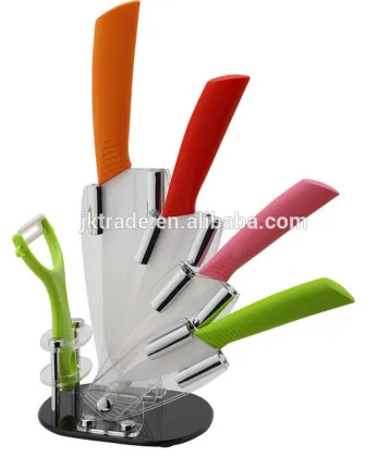 Wholesale modern 5pcs knife set kitchen white blade ceramic knives with ceramic handle
