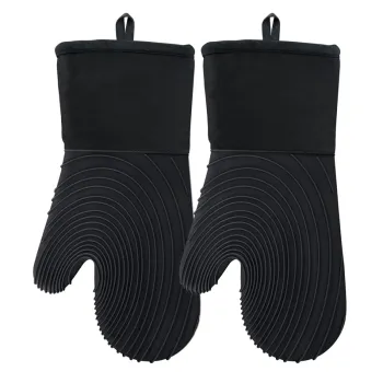 Non-Slip Silicone Oven Mitt with Cotton Lining and Hanging Loop - Latest Design in Heat Resistant Gloves