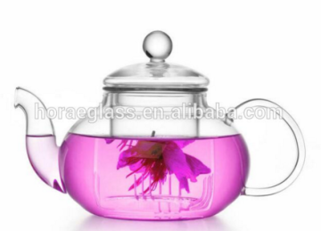 Best selling Lead free borosilicate heat resistant clear glass teapot with infuser and warmer glass tea set