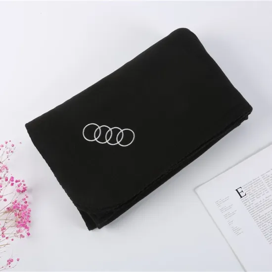 Hot sell Multifunctional 2 in 1 embroidery custom LOGO polar fleece soft blanket throw