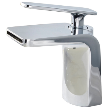 Bathroom sink faucet waterfall gold black chrome single handle hot cold water basin mixer tap deck mounted vessel sink faucet