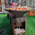 Outdoor kitchen charcoal corten grill