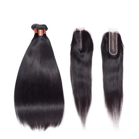 Huashuo Highest Discounts Brazilian Hair Straight Bundles With 2*6 Closure 100% Virgin Human Hair Extensions Lace Closure