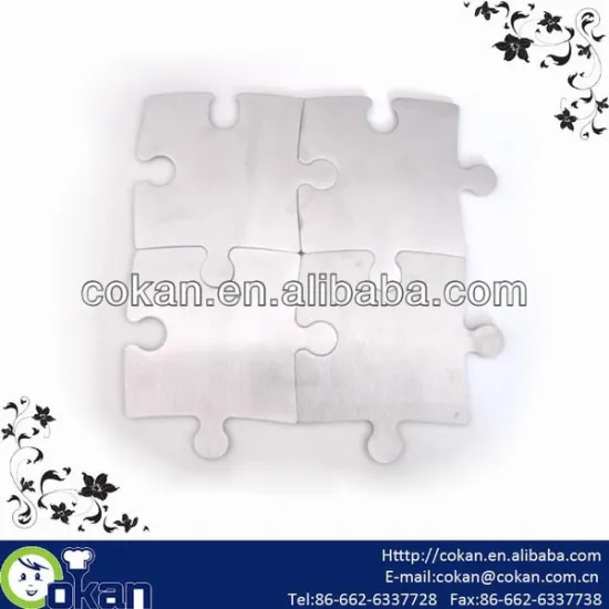 4pcs Puzzle Shape Stainless Steel Coaster Set CK-N003