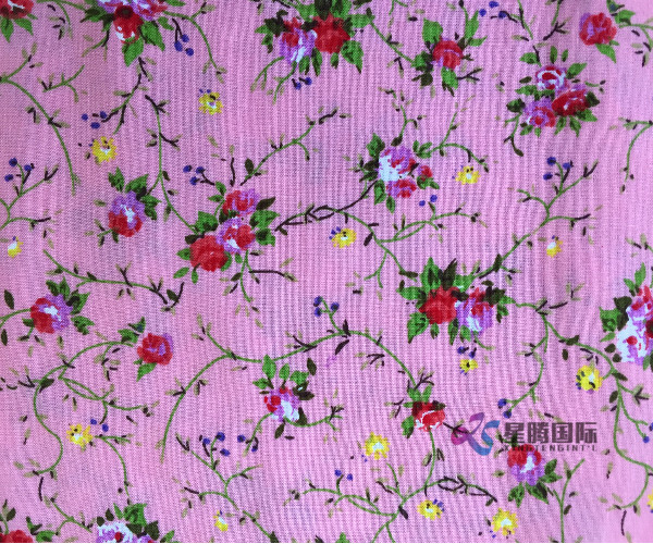 Rayon Printed Fabric Flower Patttern