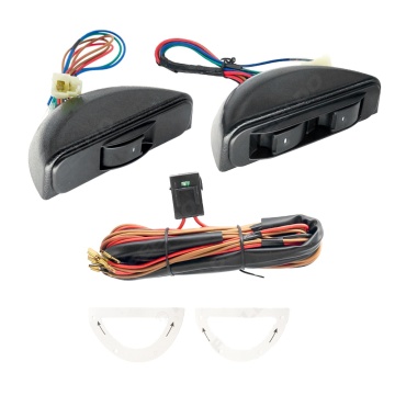 New Universal Crescent Style Power Window 3pcs Switch Set with Holder & Wire Harness