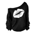 Frauen sexy von der Schulter 80er Outfit Sweatshirt