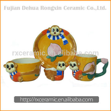 Ceramic Cartoon Aninmal Wholesale Hand Made Ceramic Plates Dinner Set