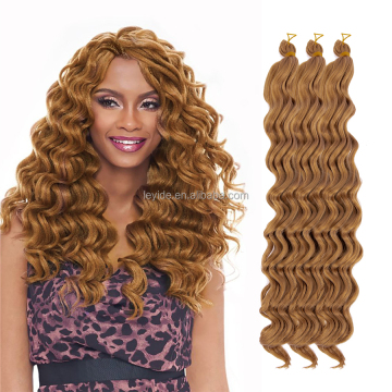 AliLeader On Sale 18" Dark Blonde Deep Wave Synthetic Ombre Braiding Hair Extensions Water Wave Crochet Braids Hair Bundles