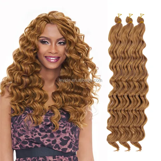 AliLeader On Sale 18" Dark Blonde Deep Wave Synthetic Ombre Braiding Hair Extensions Water Wave Crochet Braids Hair Bundles