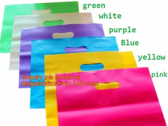 Printing fashionable craft die cut handle bag, Eco-friendly Material Biodegradable Die Cut Patch Handle Color Printed C Plastic