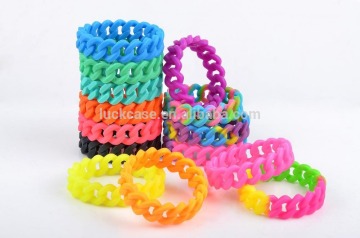 2016 Newest fashion popular colorful braided silicone bracelet /silicone chain arm band