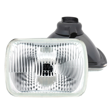 5X7 Semi Sealed Rectangle Metal Headlamp Kit with H4 Halogen Bulb for Car Front Lights and Indicators