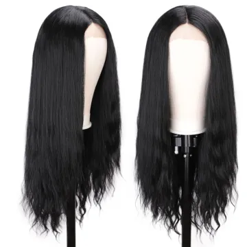 Vigorous Natural Black Lace Front Wigs Long Wavy Synthetic Lace Part Wig Heat Resistant Lace Front Wigs for Black Women