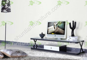 morden free stand flame plating toughened glass TV stands