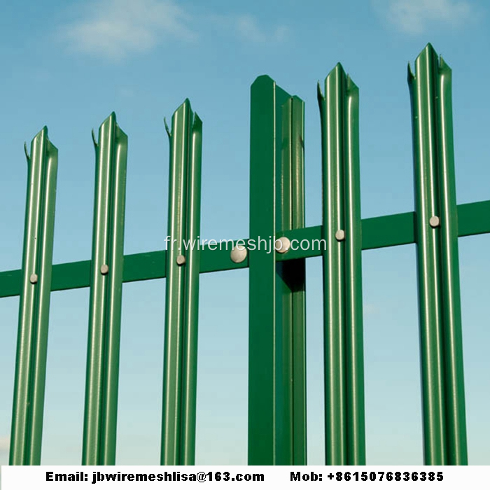 Panneaux de clôture en palissade enduits de poudre en forme de W