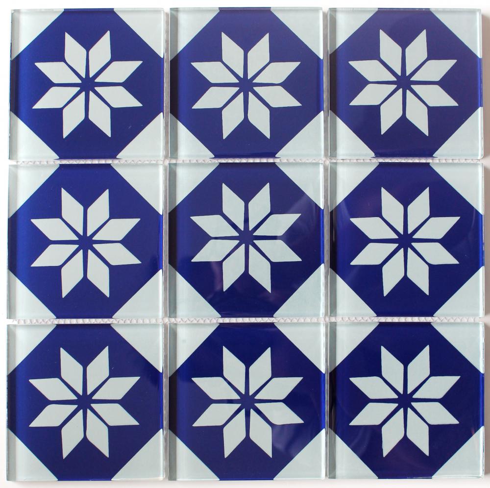 Flower Pattern Crystal Glass Mosaic