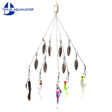 Alabama Rig Fishing Lure 5 Arms Umbrella Rig Bait with Barrel Swivels