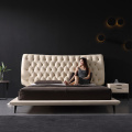 Italia modern kulit berumbai king bed