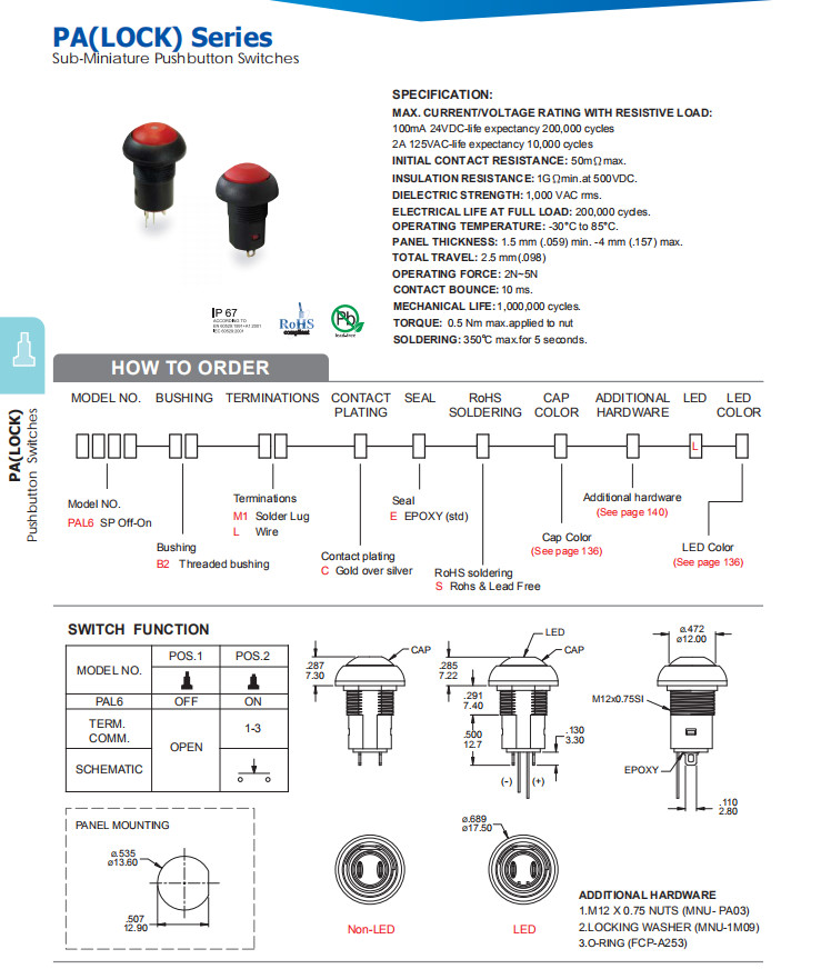 Waterproof Push Button Switch