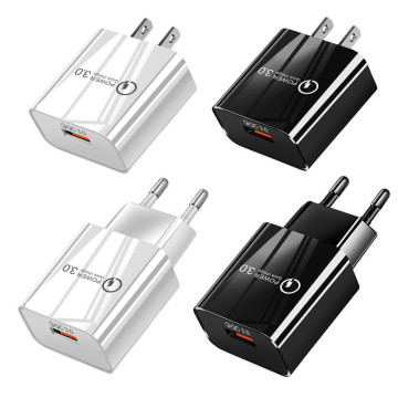QC 3.0 Fast Flash Charging Head Direct USB Mobile Phone Charger (EU/US Plus Travel Home Charger, 18W)