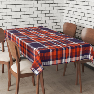 Red Lattice Non-Slip Dustproof Thickened Printing Linen Tablecloth