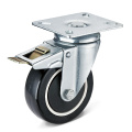 Flat plate swivel caster with total brake