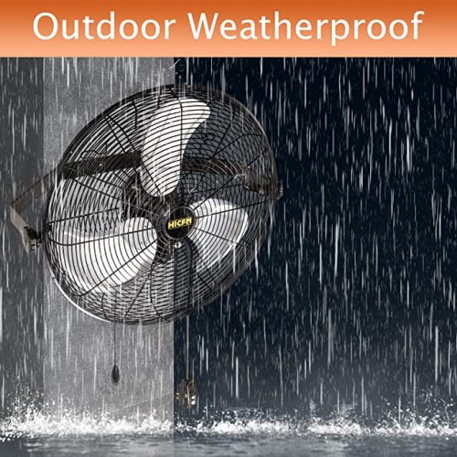 HICFM 20 inch Indoor / Outdoor Weatherproof High Velocity Wall Mounted Fan with IP44 Enclosure Motor