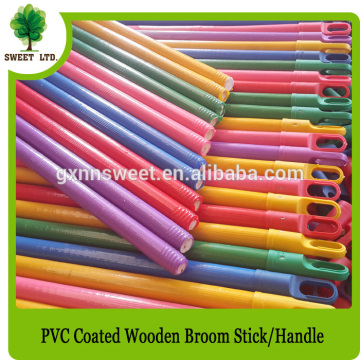 Ribbed coated colour cap wooden mop stick.