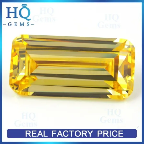 Gold yellow main stone name gemstone yellow big emerald cut cubic zirconia