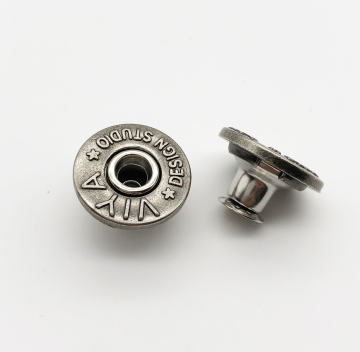 Zinc Alloy Gun Metal 17mm Custom Embossed Logo Moving Shank Button for Denim