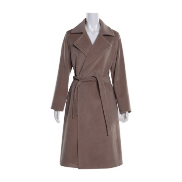 Most popular ladies wool overcoat designs autumn korean long lamb wool coat for women custom