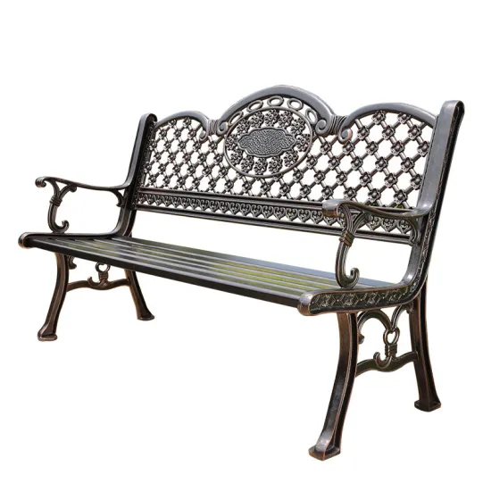Three-Seater Cast Aluminum Patio Bench for Outdoor Rest