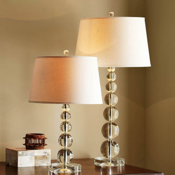 Online Customization Glass Bedside Lamp with Fabric Shade E27 LED Luxury Table Lamp