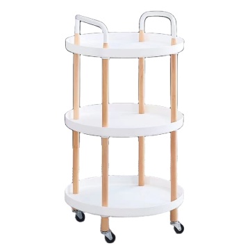 High Quality Free Sale Round Coffee Table Storage Cart with PP Plastic Top and Wheels
