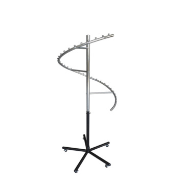 Metal Spiral Display Garment Rack with Five Wheels for Children's Clothing Shop