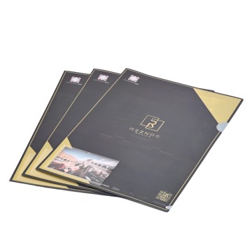 Custom Logo Print L Shape A4 Folders with Pocket and Business Card Holder for Office