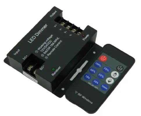 Wireless Adjustable Brightness LED Dimmer Remote for 12V/24V LED Lighting