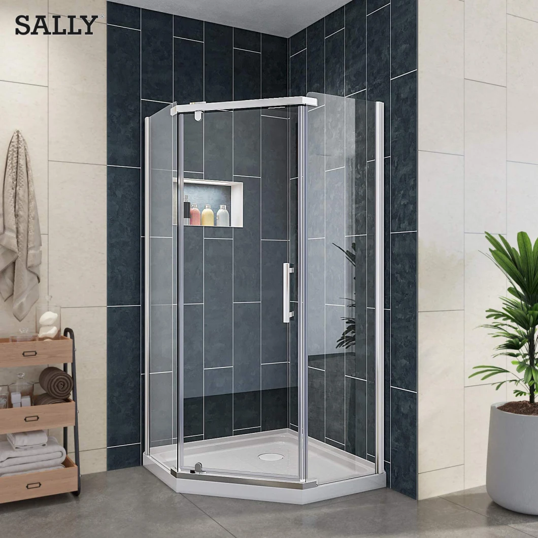 Sally Corner Neo Angle Bathroom 38 x 38 pouces Kit de douche enceinte charnière Porte de douche de douche
