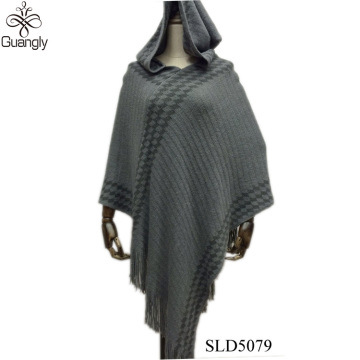 Cozy Winter Fashion: Acrylic Poncho Shawl with Hood
