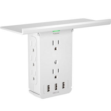 8 Pin Wall Socket with USB 3A Surge Protection and Charger Shelf