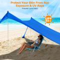 Portable Beach Sun Shelter with 4 Aluminum Poles