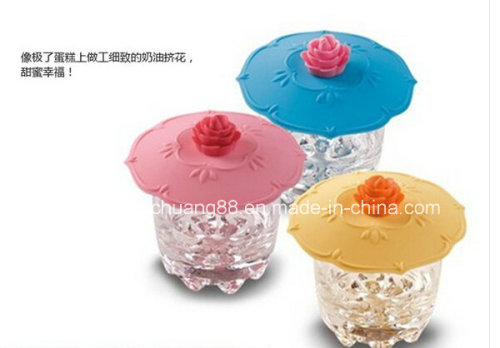 Rose Shape Eco-Friendly Silicone Cup Lids